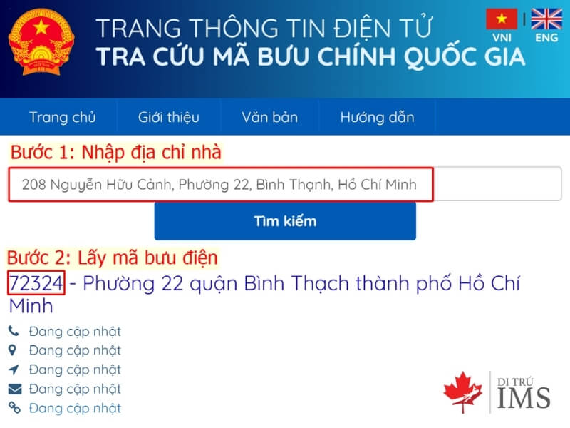 4 Bước lấy mã bưu điện